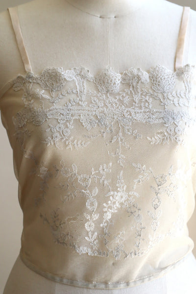 1910s British Hand-Embroidered Tulle Camisole