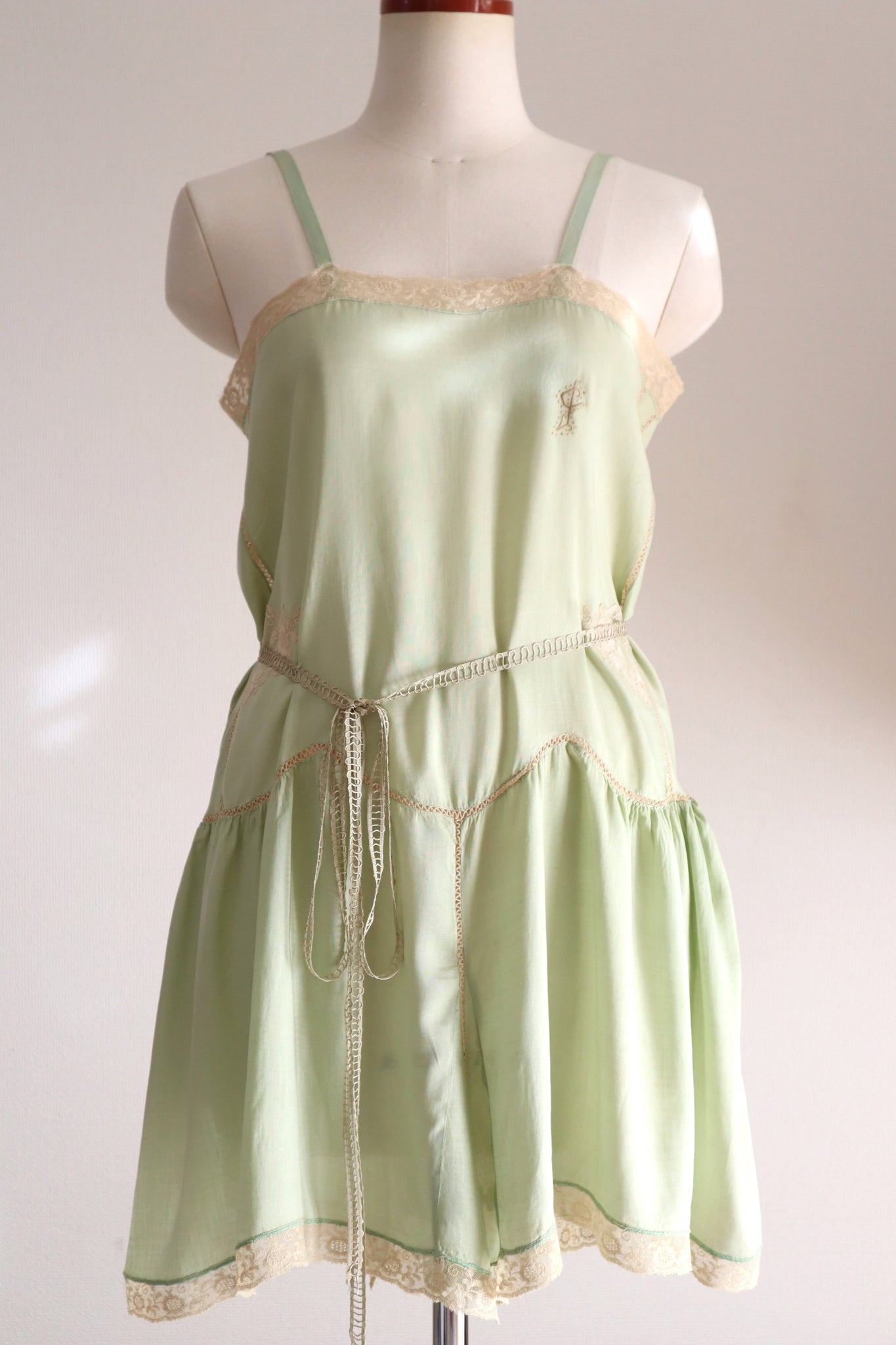 1920s–1930s French Pale Green Silk Step In