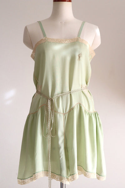1920s–1930s French Pale Green Silk Step In