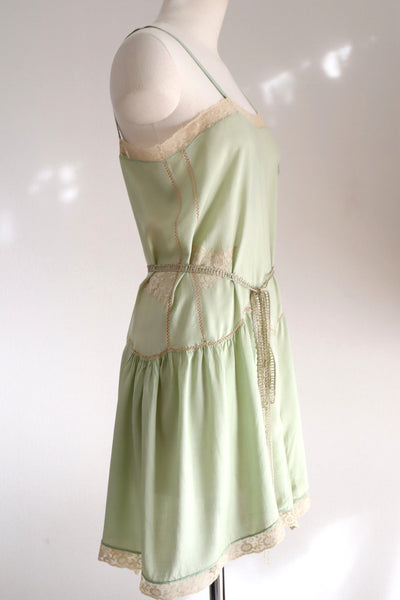 1920s–1930s French Pale Green Silk Step In