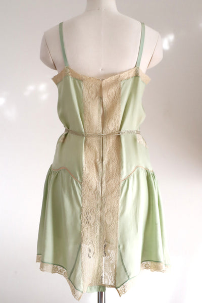 1920s–1930s French Pale Green Silk Step In