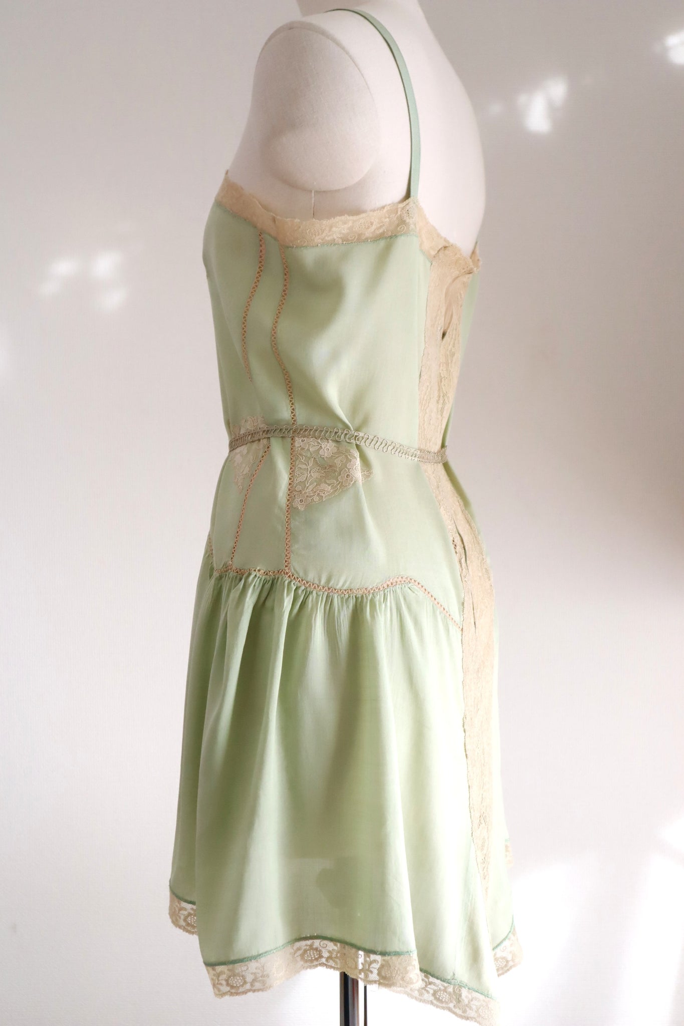 1920s–1930s French Pale Green Silk Step In