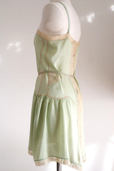 1920s–1930s French Pale Green Silk Step In
