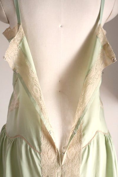 1920s–1930s French Pale Green Silk Step In