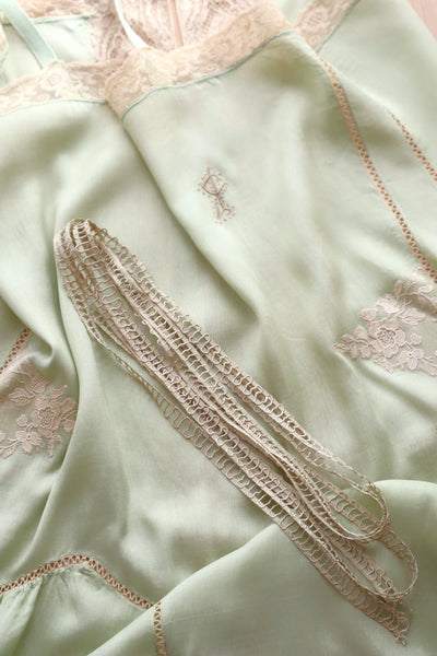 1920s–1930s French Pale Green Silk Step In