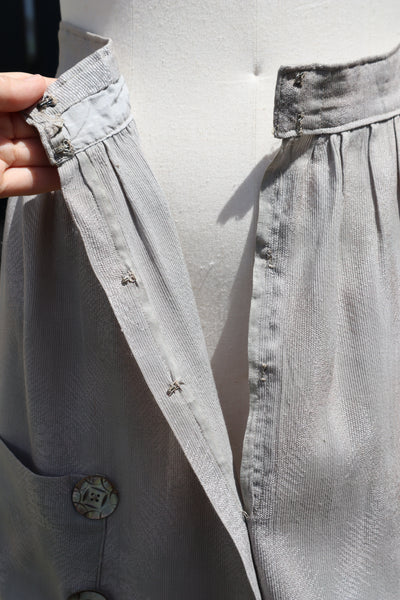 Late 1930s French Silk Jacquard Skirt with Decorative Shell Buttons
