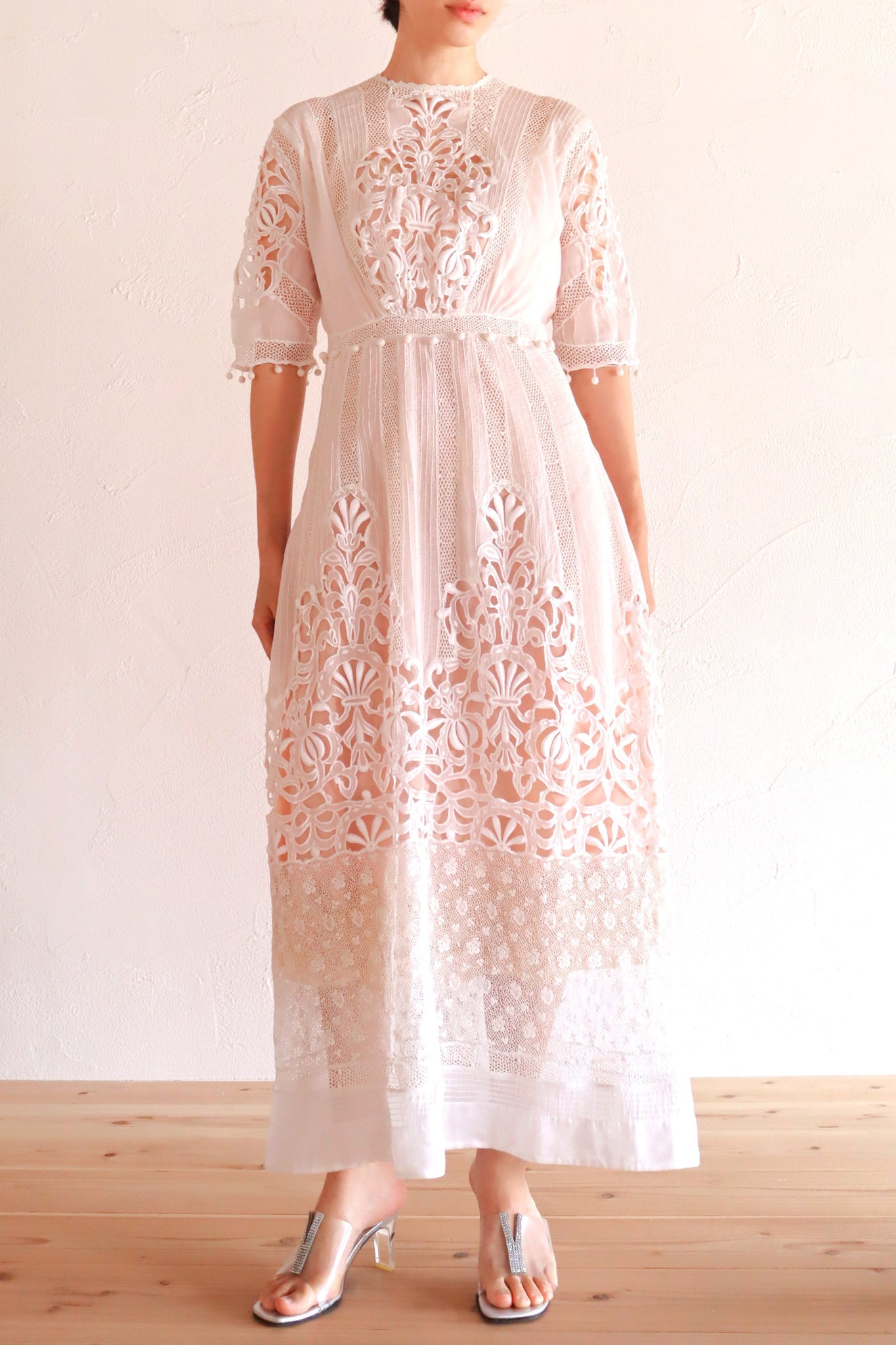 1900s Edwardian Crochet Cutwork Dress