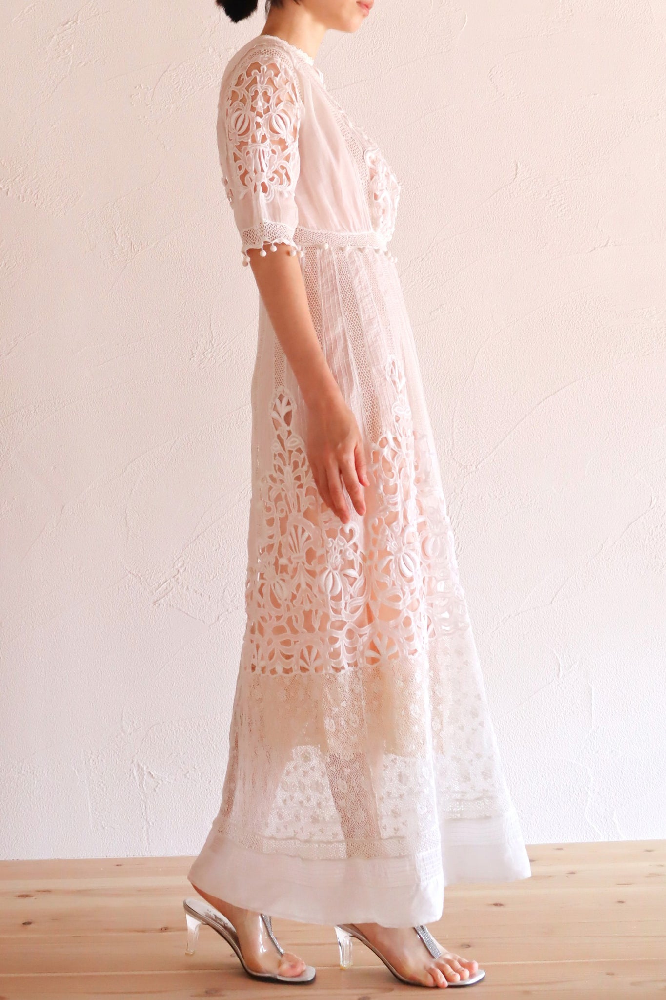 1900s Edwardian Crochet Cutwork Dress