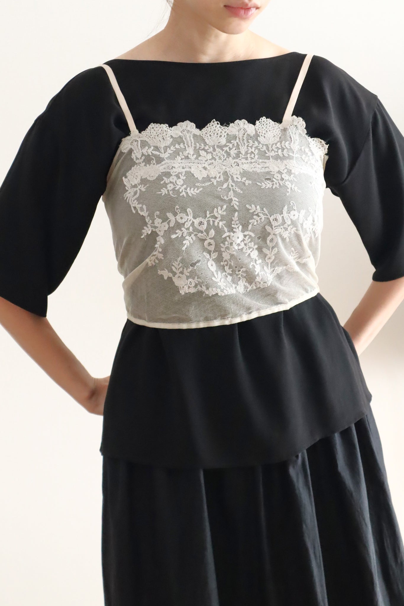 1910s British Hand-Embroidered Tulle Camisole