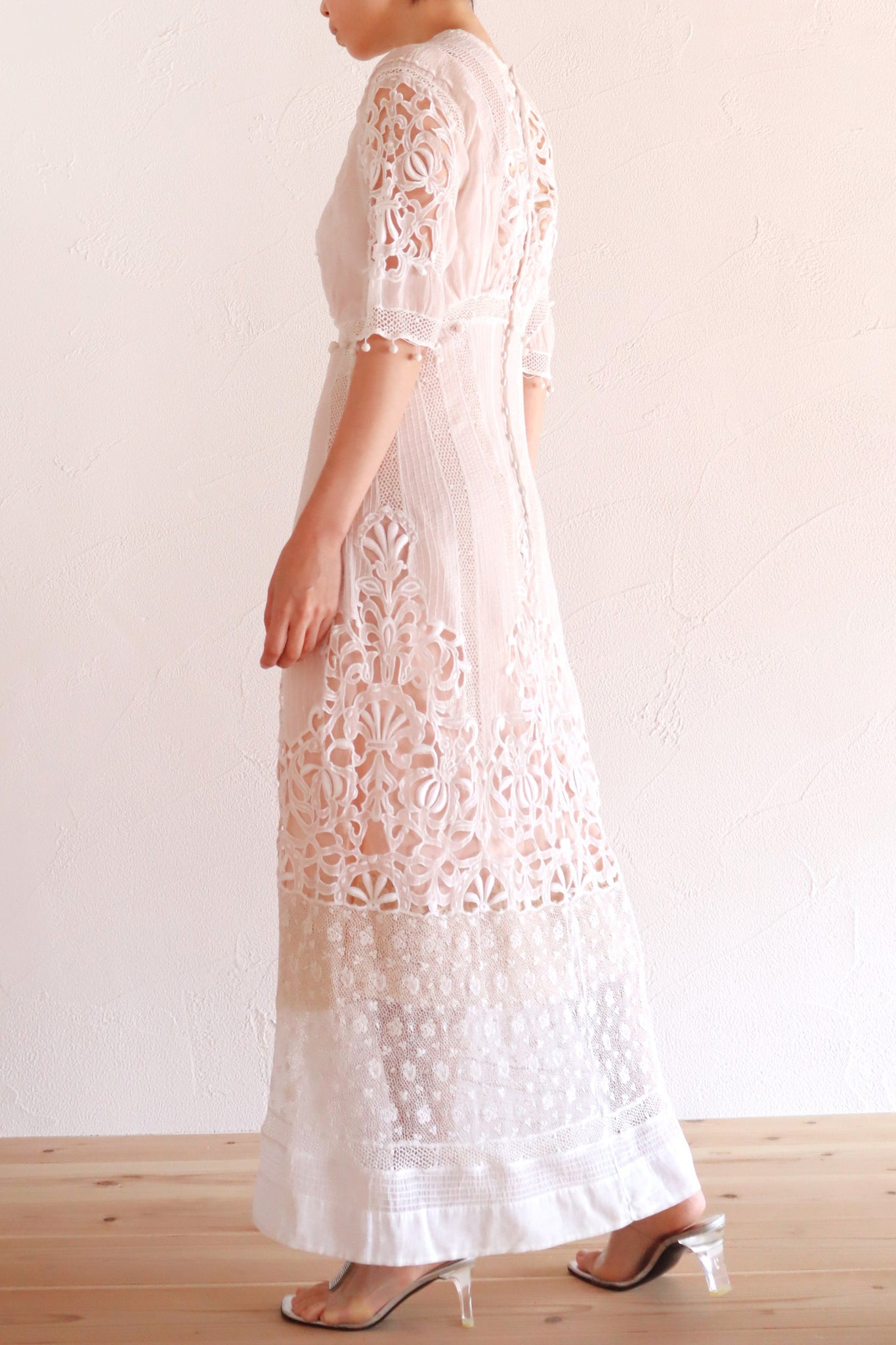 1900s Edwardian Crochet Cutwork Dress