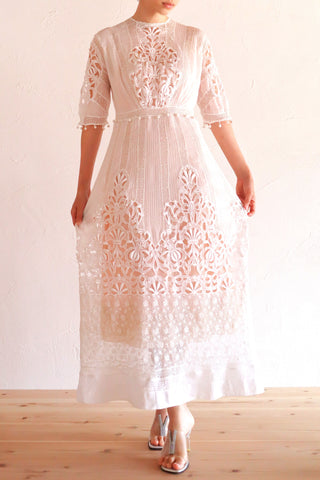 1900s Edwardian Crochet Cutwork Dress