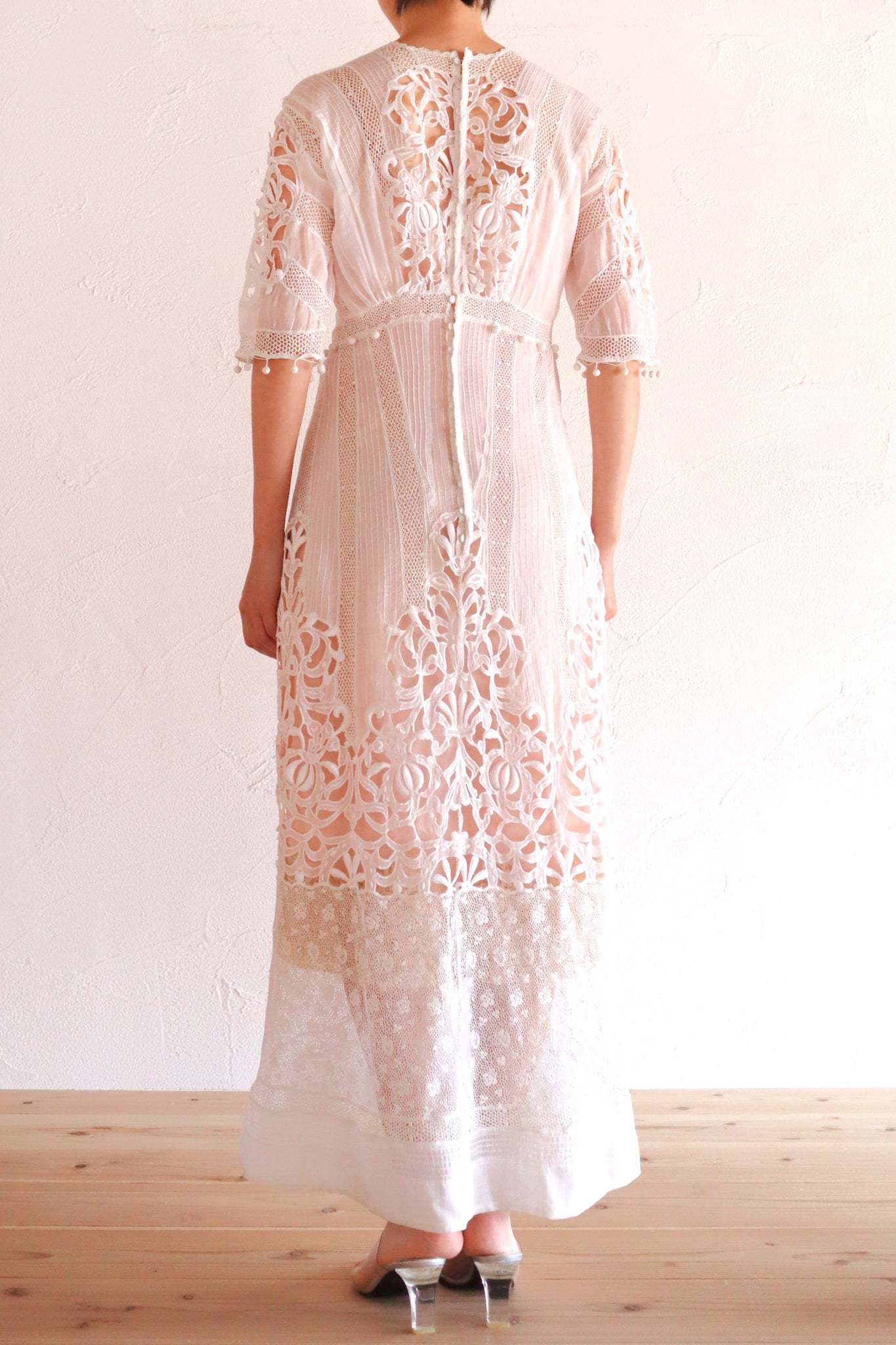 1900s Edwardian Crochet Cutwork Dress