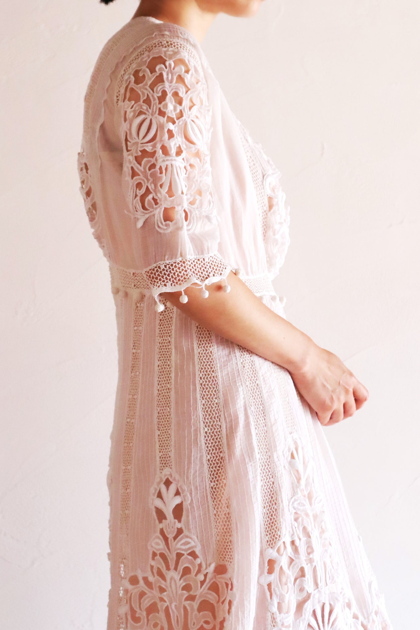 1900s Edwardian Crochet Cutwork Dress
