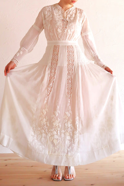 1900s Leaf Embroidery Dress