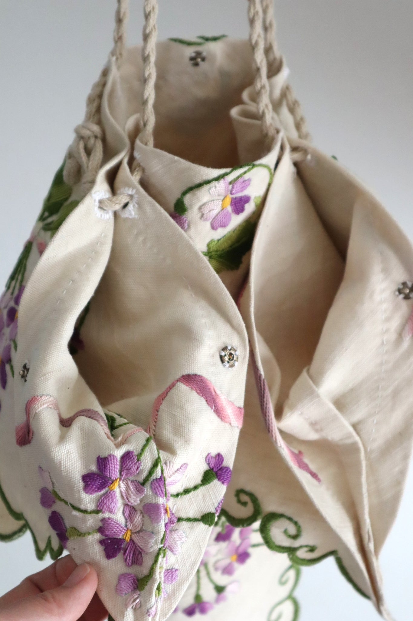 French Antique Violette Hand-Sewn Bag No.1