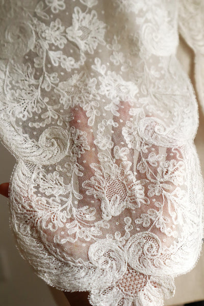 1900s French Embroidered Tulle Fichu Shawl