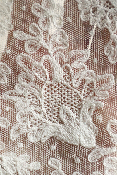 1900s French Embroidered Tulle Fichu Shawl