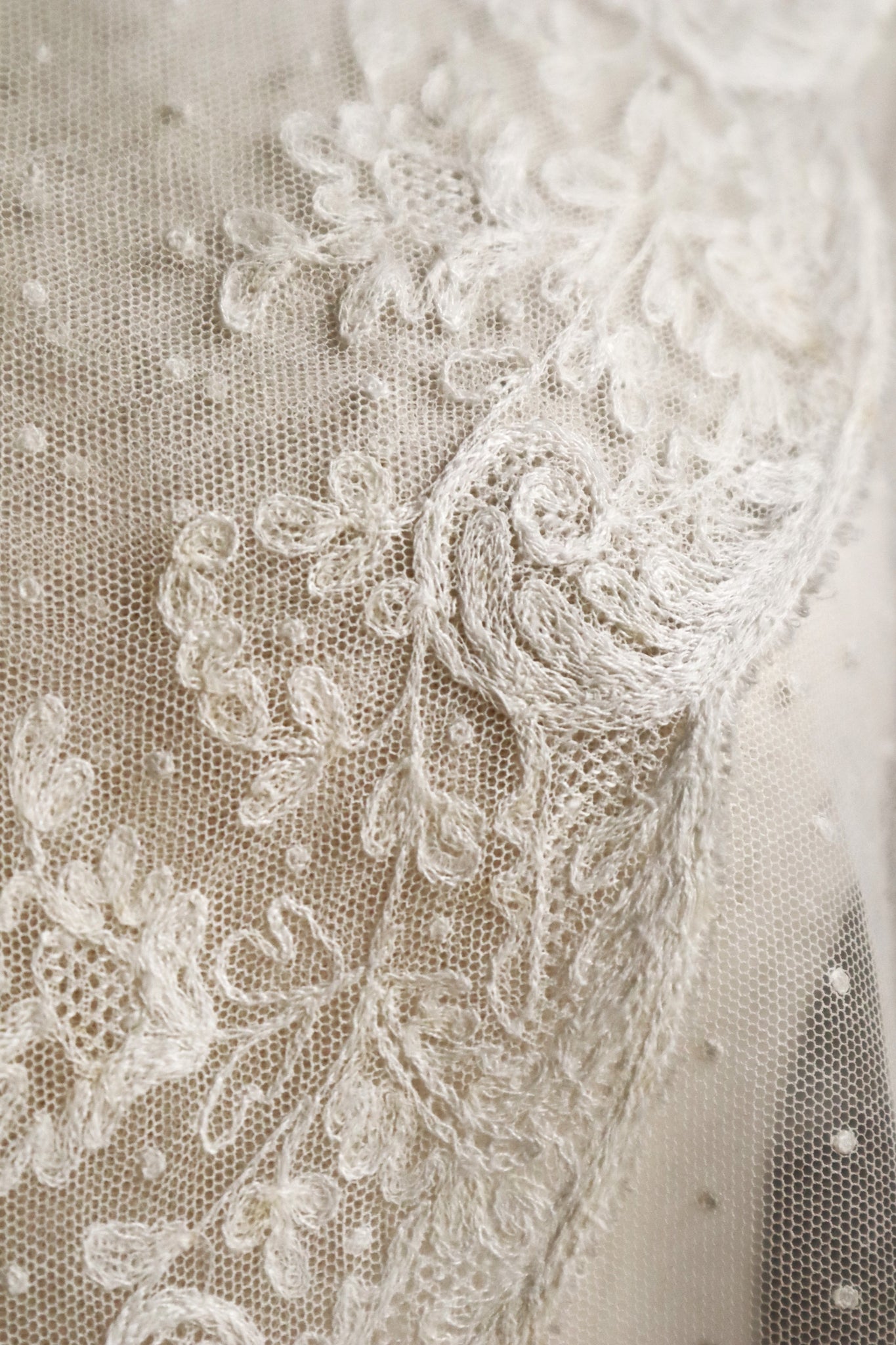 1900s French Embroidered Tulle Fichu Shawl