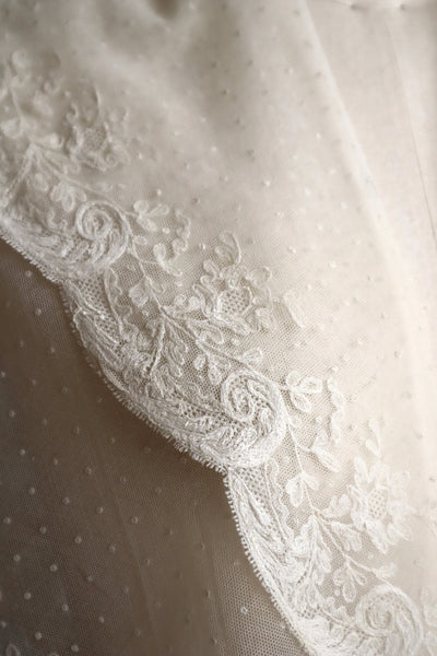 1900s French Embroidered Tulle Fichu Shawl