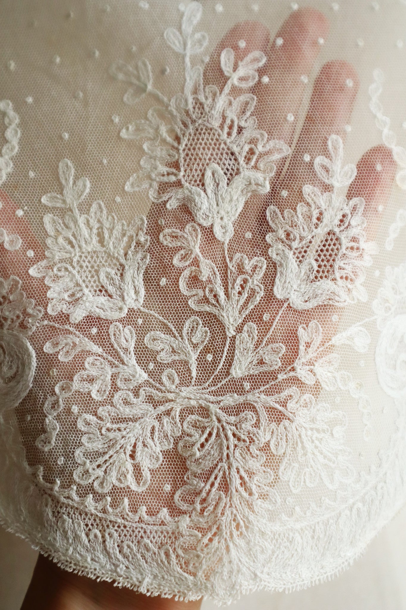 1900s French Embroidered Tulle Fichu Shawl
