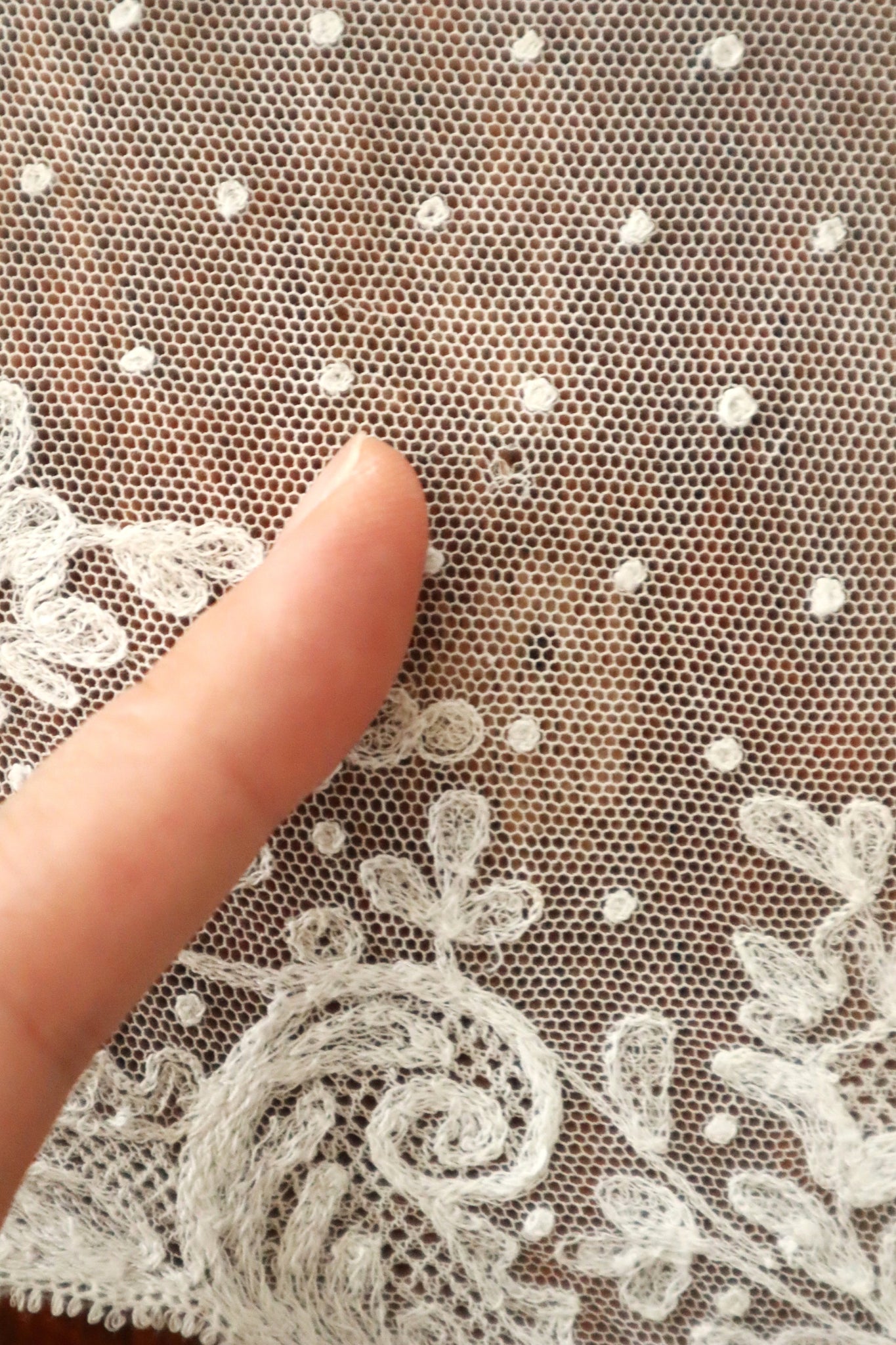 1900s French Embroidered Tulle Fichu Shawl