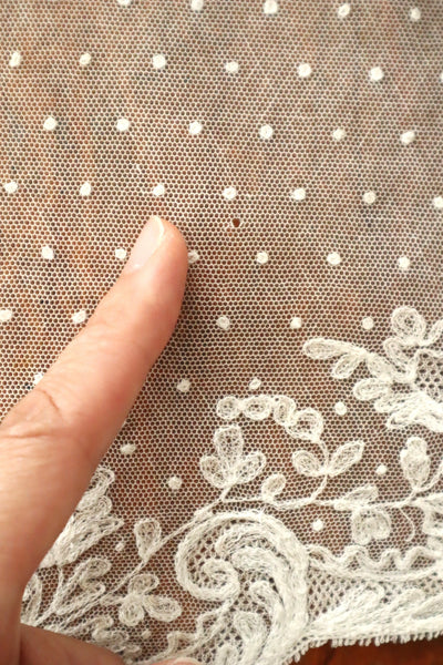 1900s French Embroidered Tulle Fichu Shawl