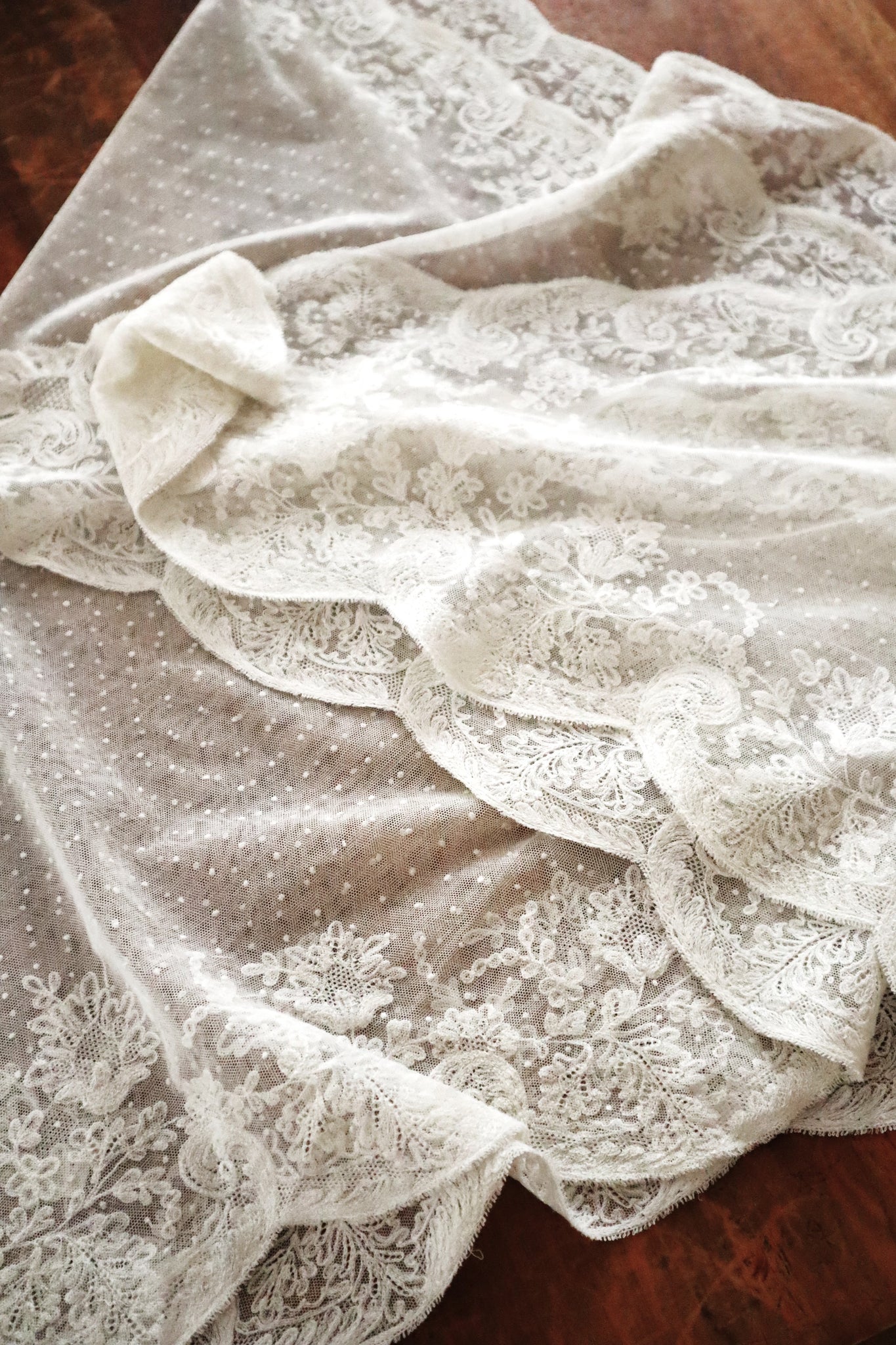 1900s French Embroidered Tulle Fichu Shawl