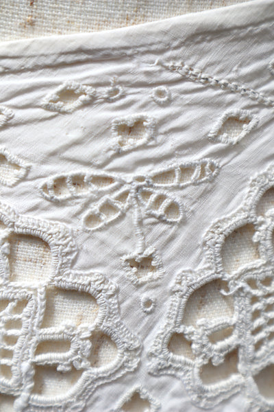 1900s French Fully Handcrafted Whitework Cotton Waist Piece