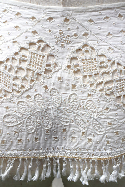 1900s French Fully Handcrafted Whitework Cotton Waist Piece