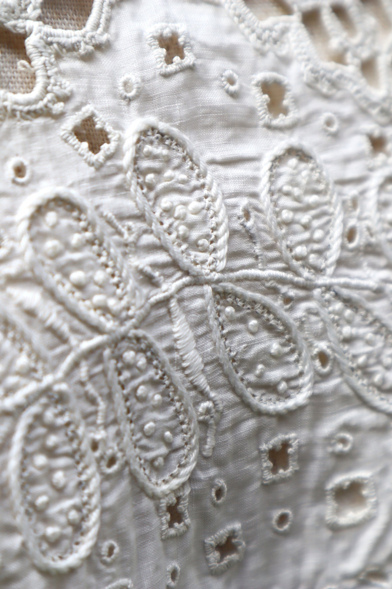 1900s French Fully Handcrafted Whitework Cotton Waist Piece