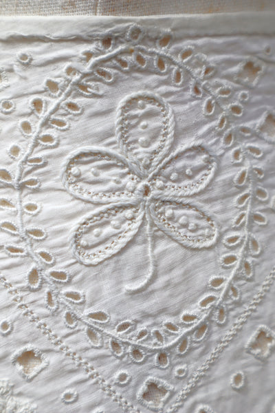 1900s French Fully Handcrafted Whitework Cotton Waist Piece