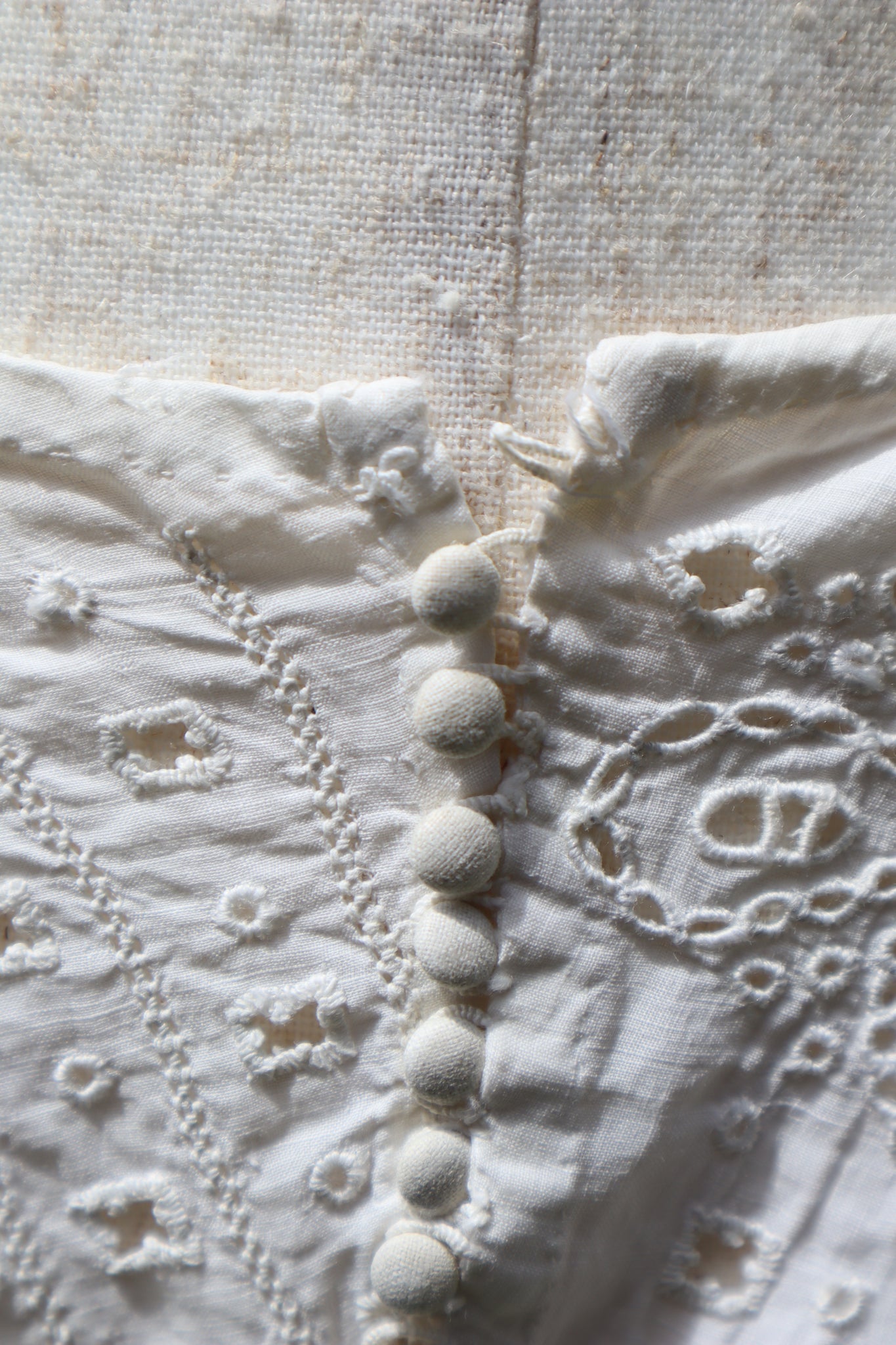 1900s French Fully Handcrafted Whitework Cotton Waist Piece