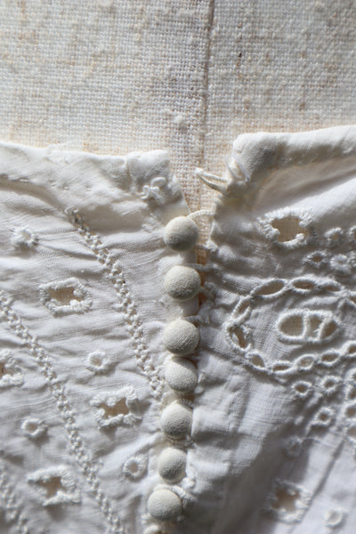 1900s French Fully Handcrafted Whitework Cotton Waist Piece