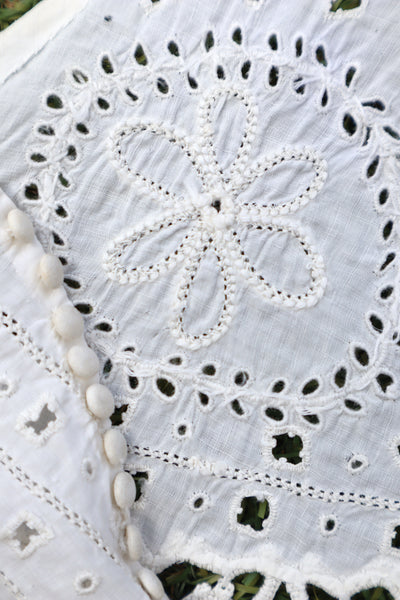 1900s French Fully Handcrafted Whitework Cotton Waist Piece