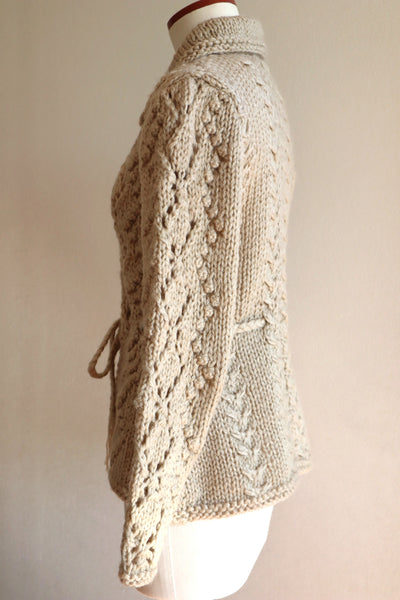 70s Beige Hand Knit Cardigan