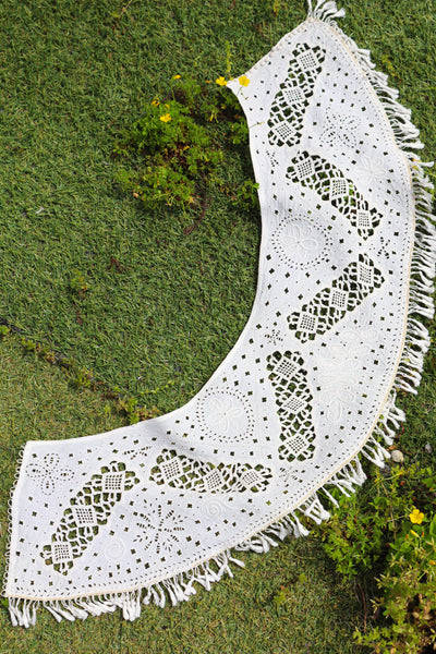 1900s French Fully Handcrafted Whitework Cotton Waist Piece