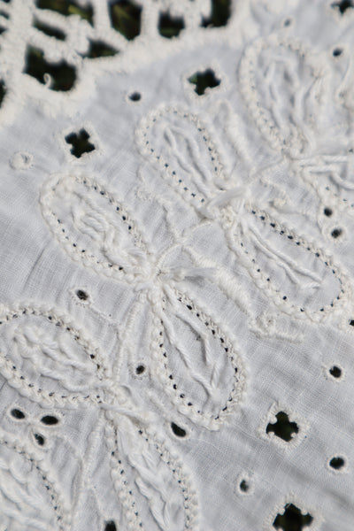 1900s French Fully Handcrafted Whitework Cotton Waist Piece