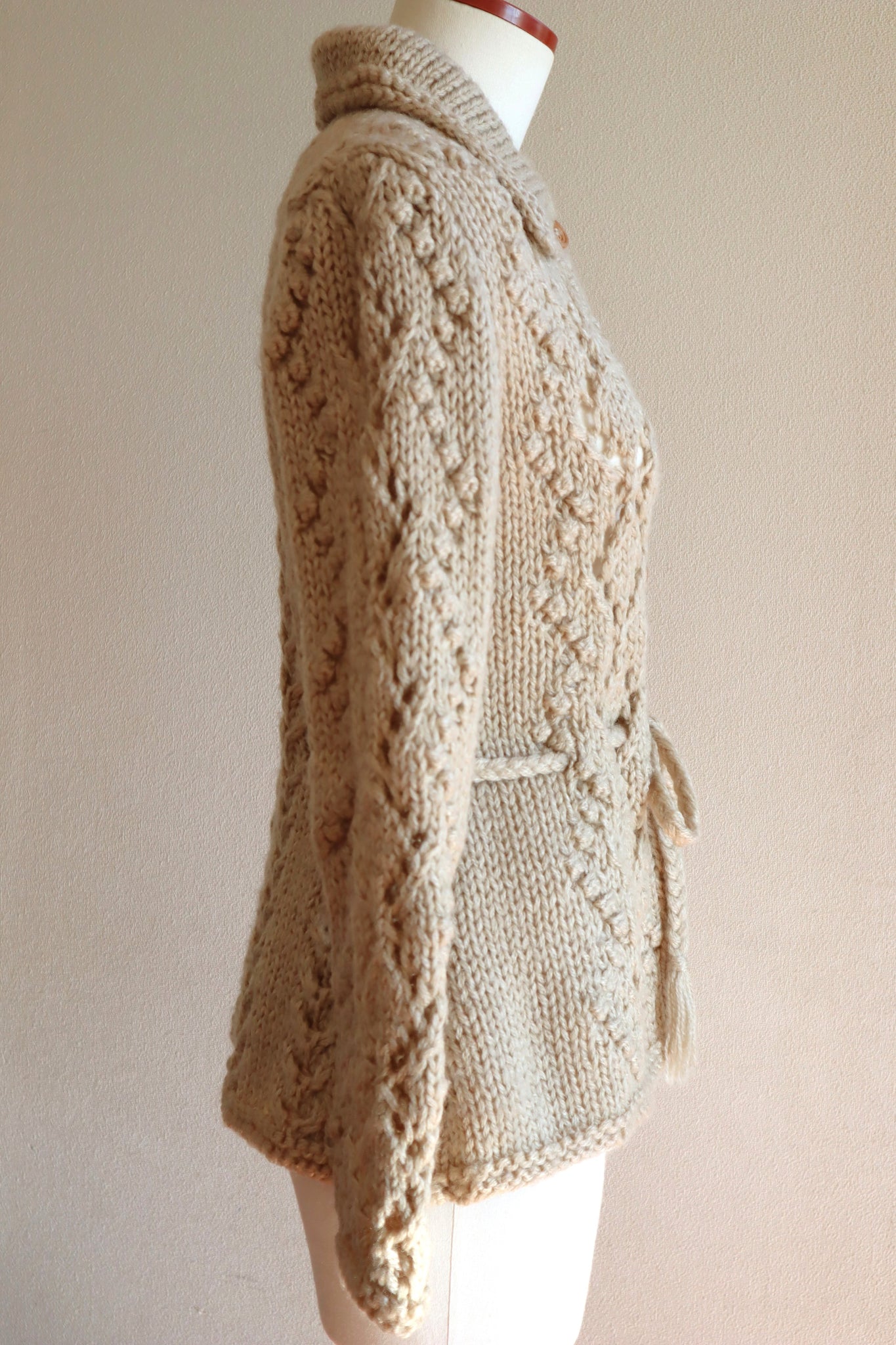 70s Beige Hand Knit Cardigan