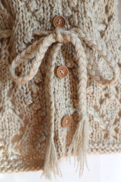 70s Beige Hand Knit Cardigan