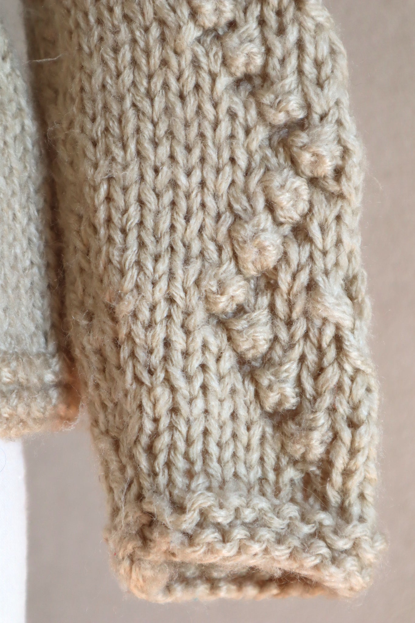 70s Beige Hand Knit Cardigan