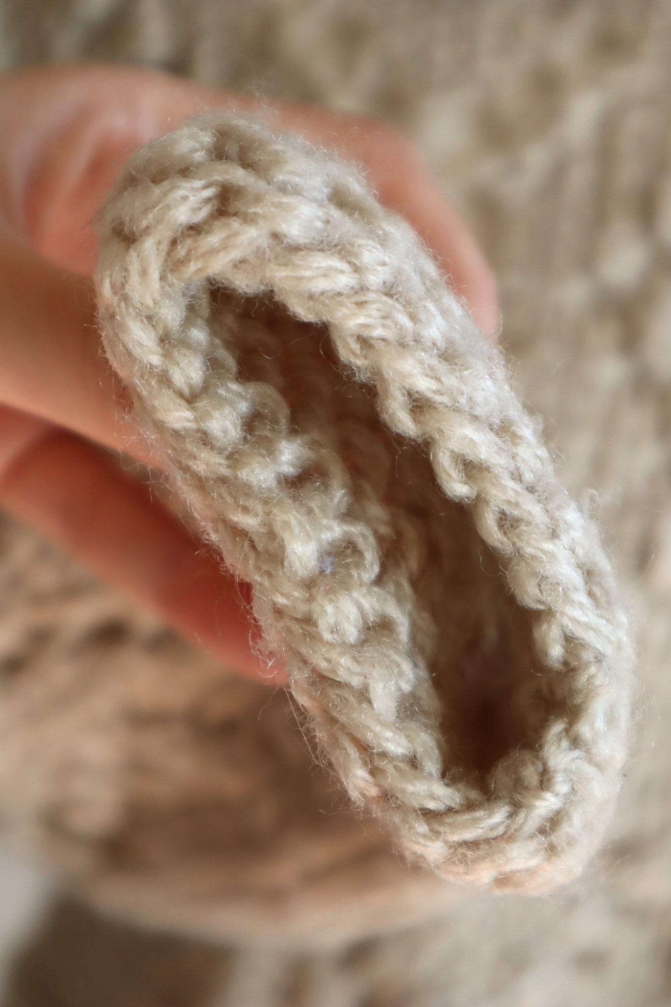 70s Beige Hand Knit Cardigan