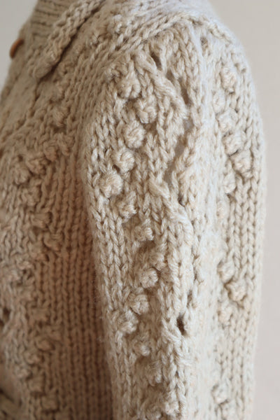 70s Beige Hand Knit Cardigan