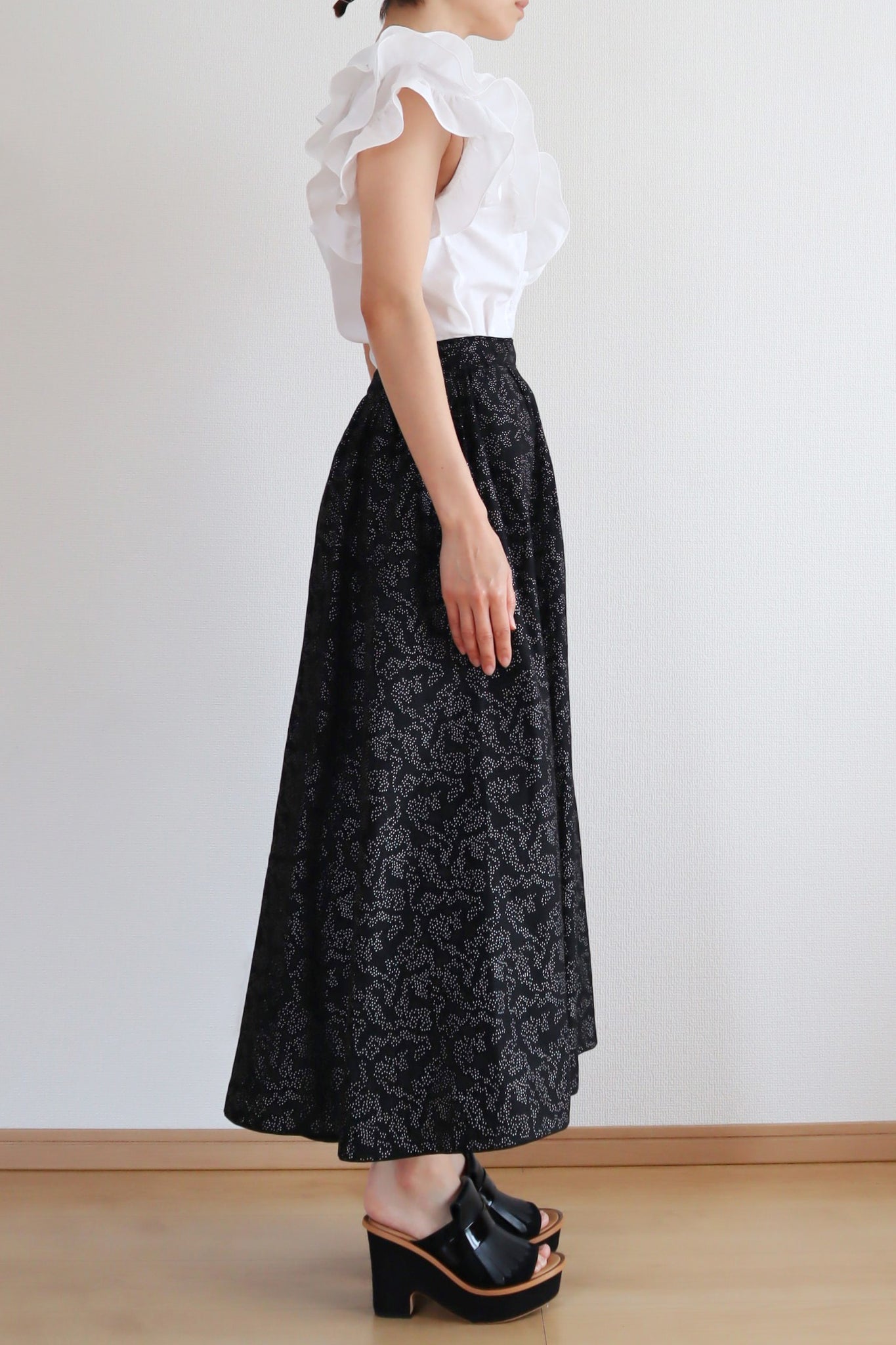 1890s~1900s Black Silver Dots Skirt