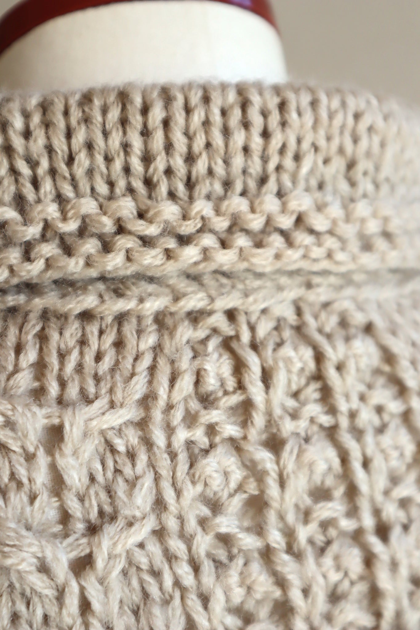 70s Beige Hand Knit Cardigan