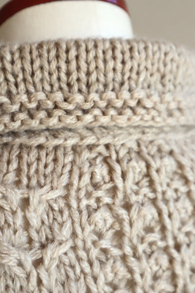 70s Beige Hand Knit Cardigan