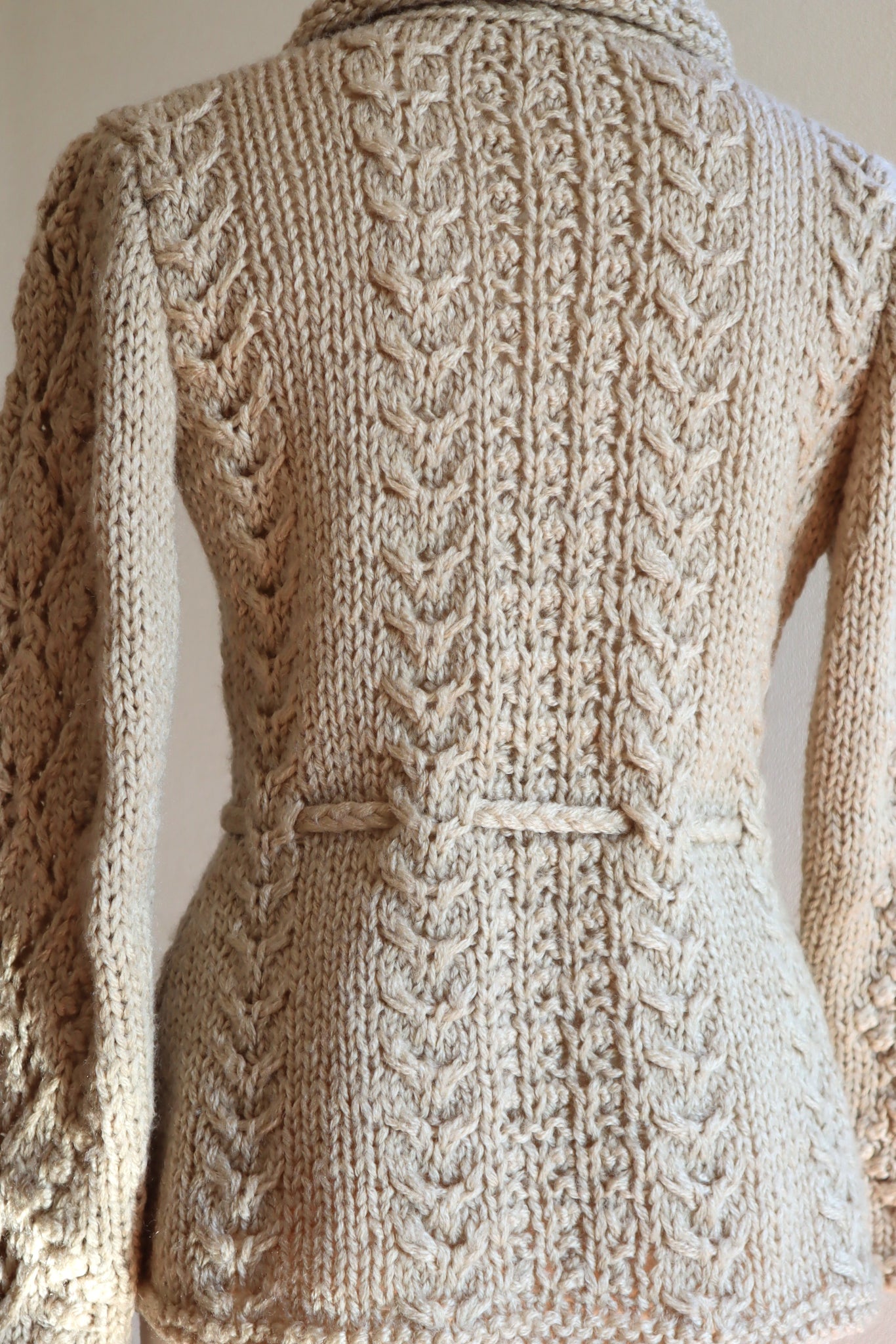 70s Beige Hand Knit Cardigan