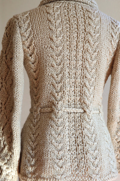 70s Beige Hand Knit Cardigan