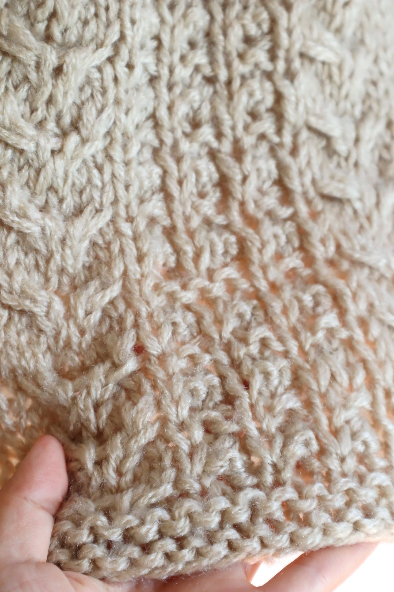 70s Beige Hand Knit Cardigan