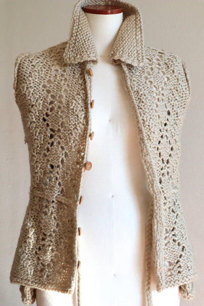70s Beige Hand Knit Cardigan