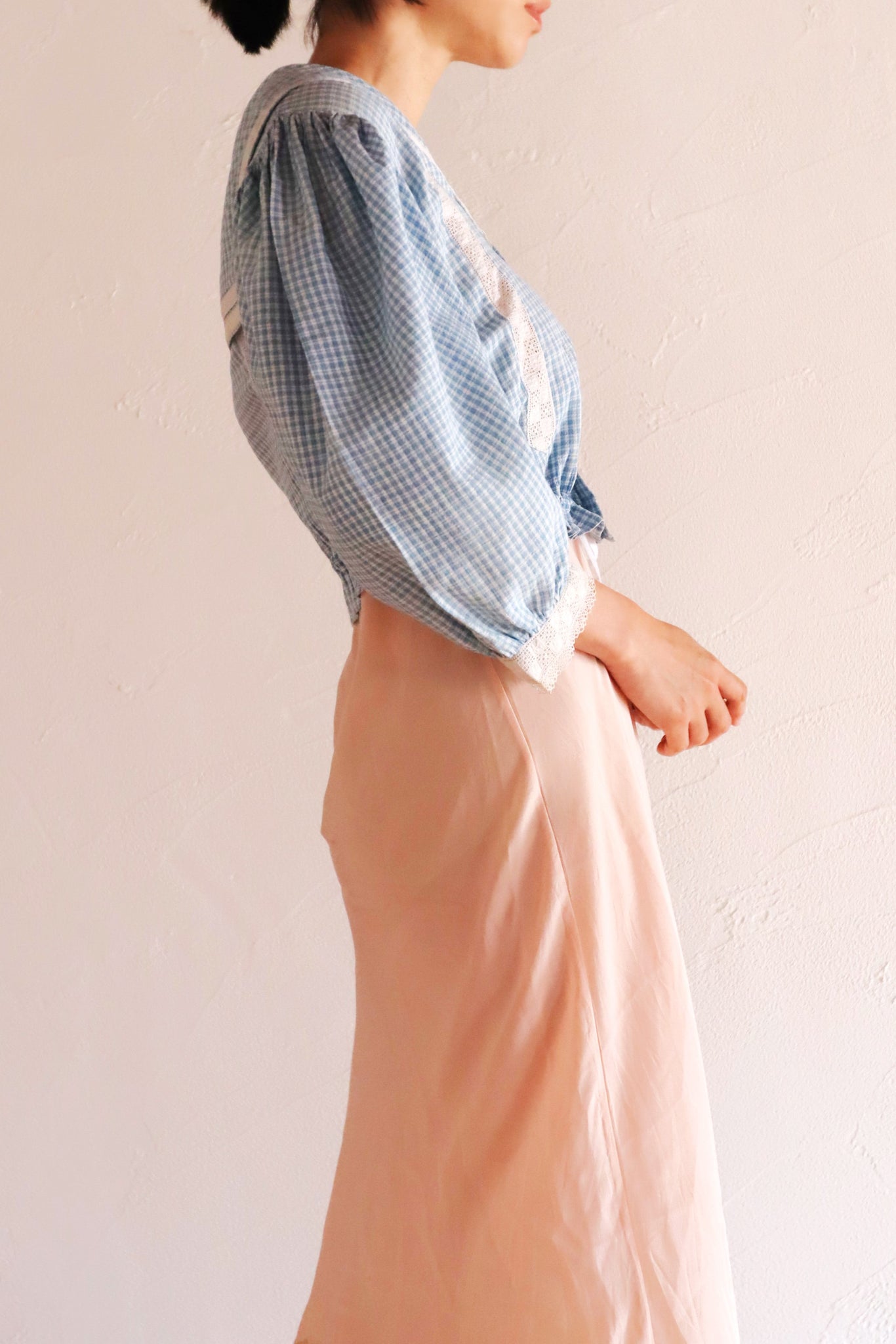 1910s Gingham Check Sailor Blouse